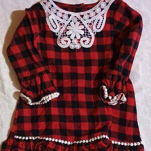 GoodLad/Dress/Girls 3T/Red & Black/Buffalo Plaid Long Sleeve Holiday Christmas